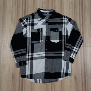 Roxy By Quicksilver Let It Go Long Sleeve Oversized Flannel Shirt SZ M NWT Black